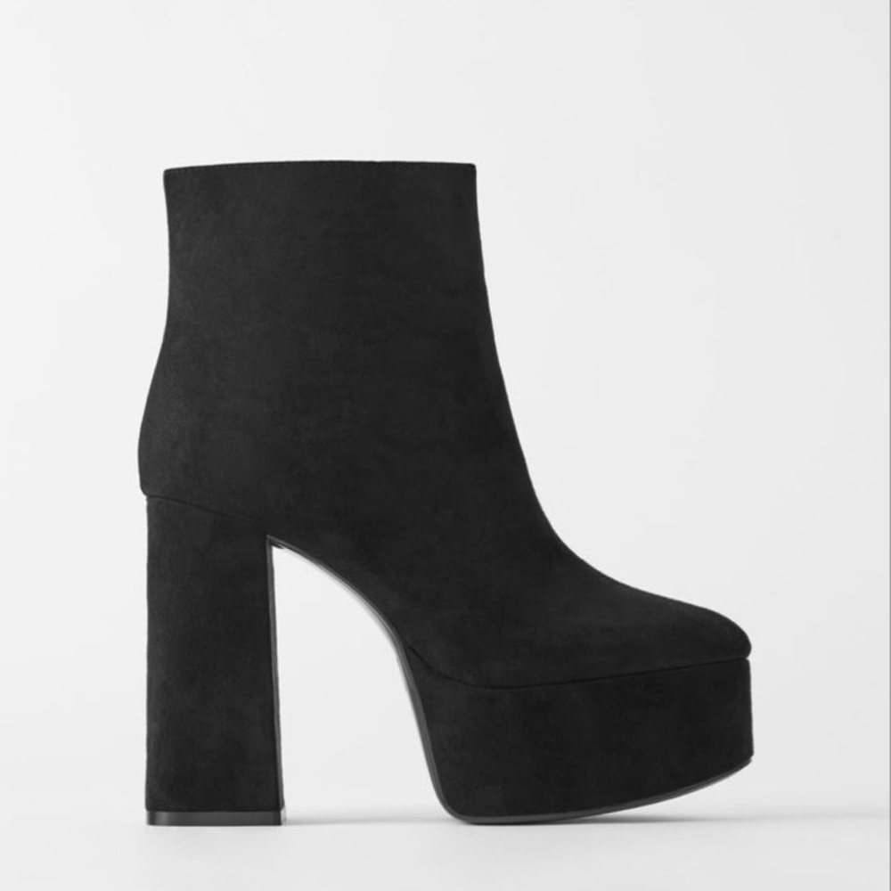 Zara platform heel black boots 38 / 7